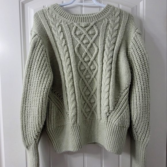 SOLD - Mint Cable Knit Chunky Sweater - Picture 2 of 3